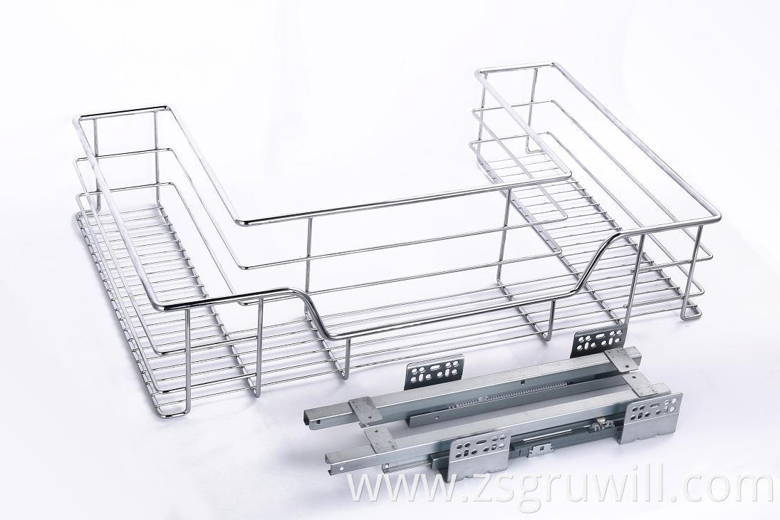 Foshan hot sale OEM pull out drawer metal wire baskets kitchen storage